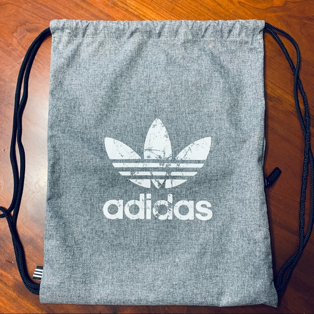 Adidas Originals Distressed Trefoil Logo Drawstring Gym-sack, Grey/Gray.